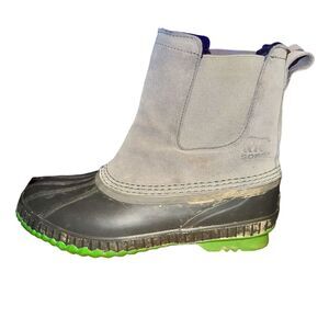 Sorel Cheyenne Duck Boots Women Children 6 Gray Leather Rubber Sole Waterproof